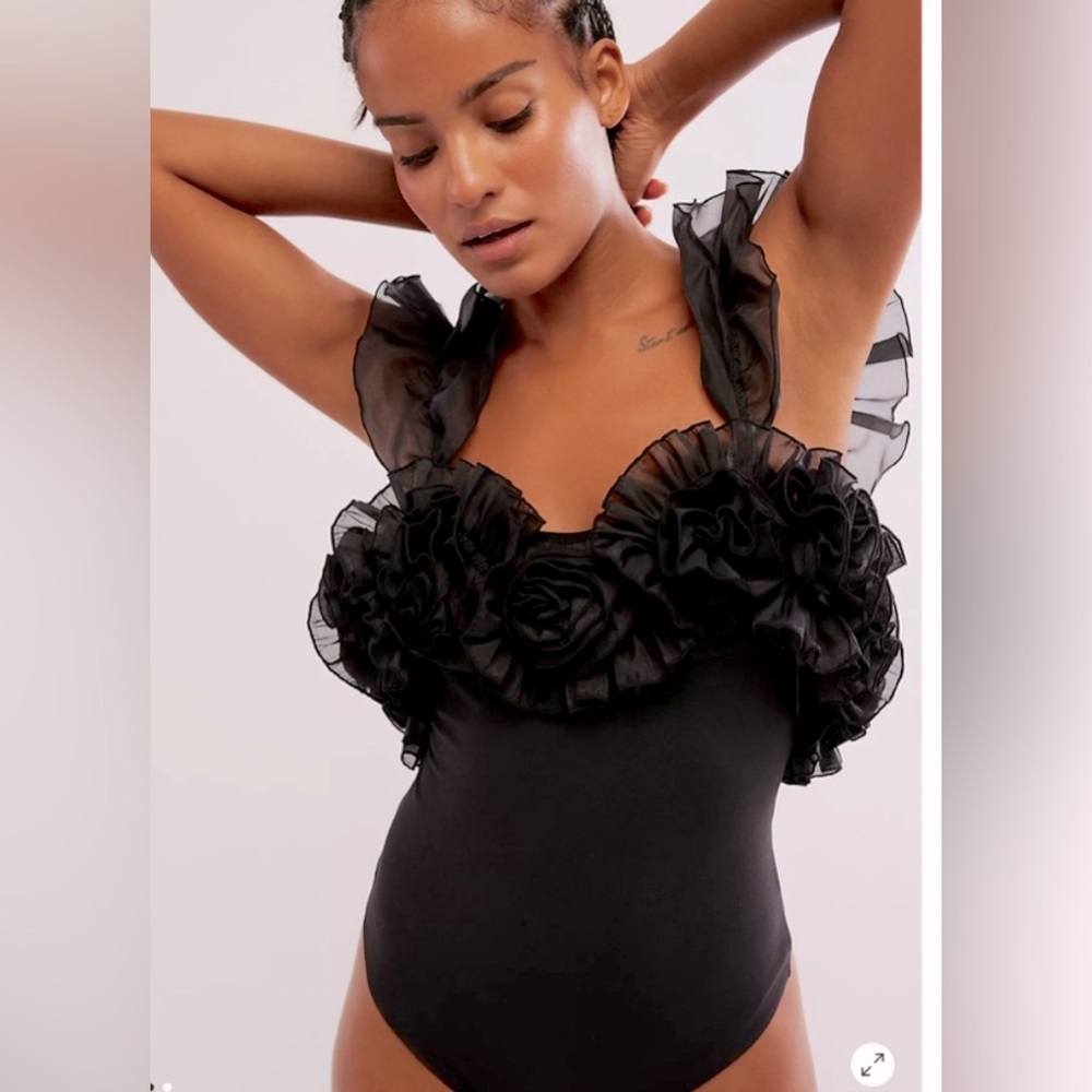 Free People Until Next Time 3D Floral Bodysuit L NWT